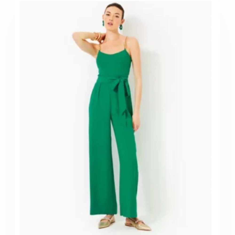 Lilly Pulitzer Zemira Women’s Sleeveless Jumpsuit Fiddle Leaf Green Size 10 - Picture 5 of 17